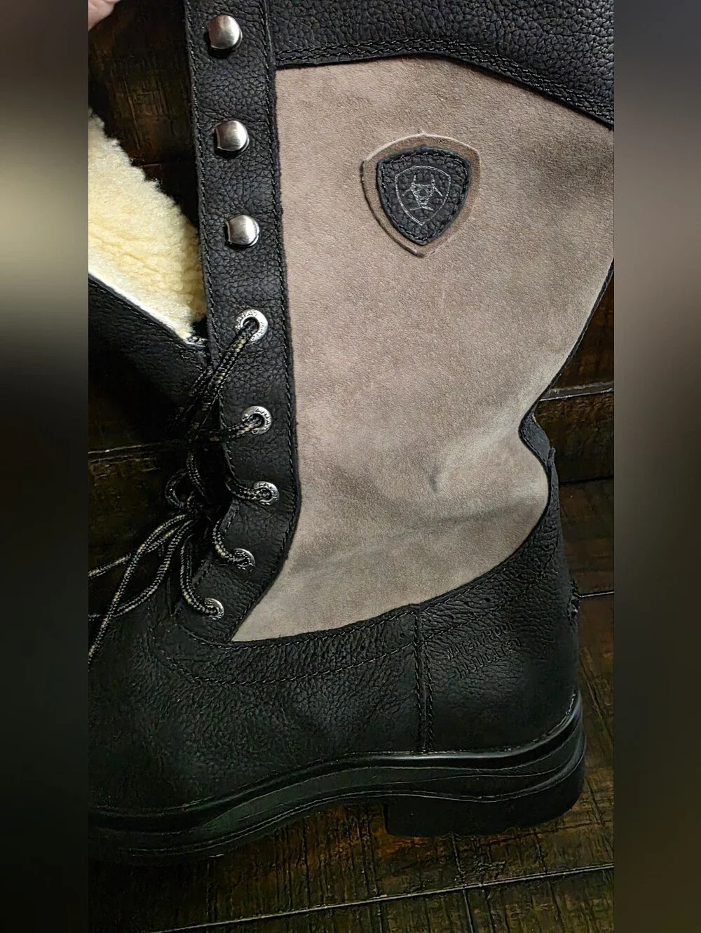 Ariat Wythburn H20 Insulated Boots Equestrian Riding Leather Black/Grey 7.5